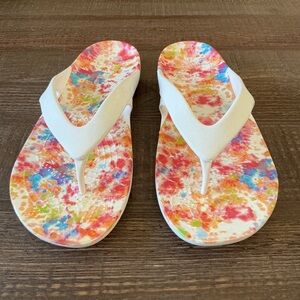 Crocs Kadee ll Colorful Graphic Insole Tie-Dye Flip Flops